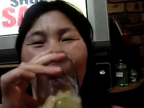 Asian amateur drink piss and cum